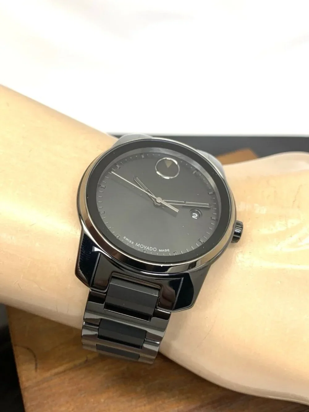 Movado Men's Watch Bold Verso Gray Dial Swiss Quartz Black Ceramic Steel 42mm
